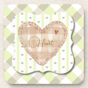 Posavasos Bonito y patrón cardíaco único sombreado Tartán