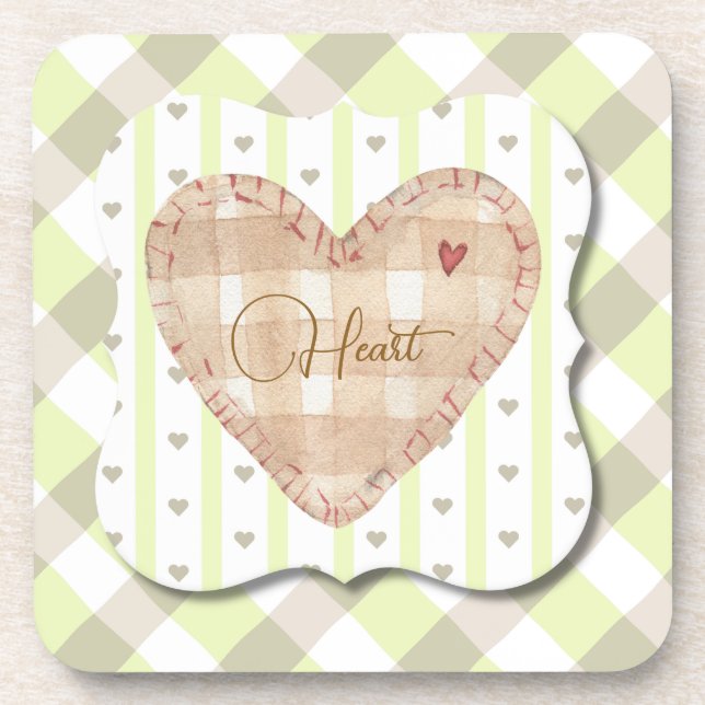 Posavasos Bonito y patrón cardíaco único sombreado Tartán (Frente)