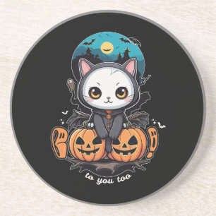 Posavasos Boo a ti también   Alas y calabaza de gatos