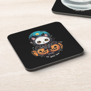 Posavasos Boo a ti también Alas y calabaza de gatos
