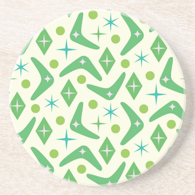 Posavasos Boomerangs verdes de mediados del siglo XX con est (Frente)