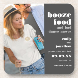 Posavasos Booze Food Bad Dance Grey Photo Save the Date