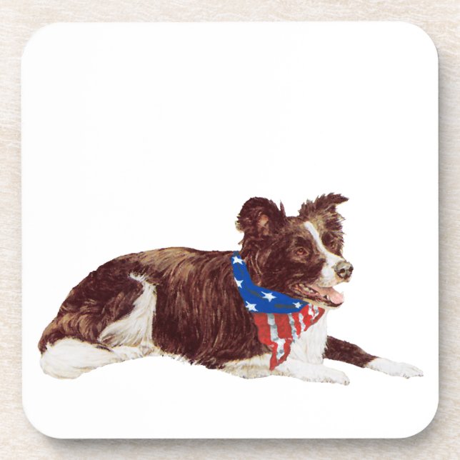 Posavasos Border Collies Patrióticos (Frente)