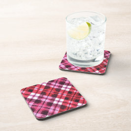 Posavasos Borgoña rosa Diagonal Placa Tartán Comprobar
