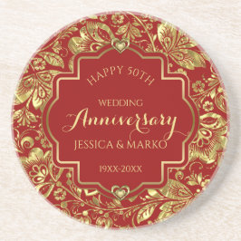 Posavasos Borgoña y Oro 50 años Boda