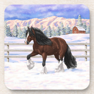 Posavasos Borrador De Caballo En Nieve De La Gitana De La Ba