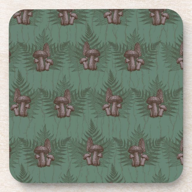 Posavasos Bosque de helechos con hongos (Frente)