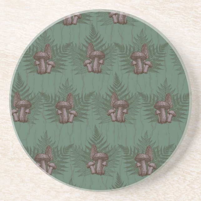 Posavasos Bosque de helechos con hongos (Frente)