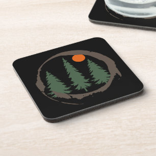 Posavasos Bosque de pinos paisajísticos mínimo