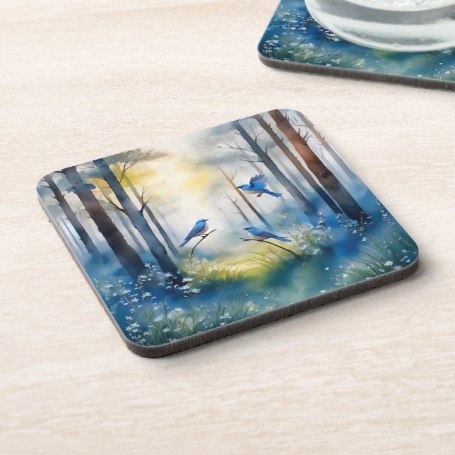 Posavasos Bosque Escénico de Azulejos de Bosque (Lado Izquierdo)