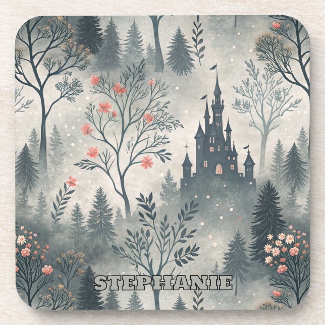 Posavasos Bosque nigeriano encantado con Castillo Oscuro - É (Frente)
