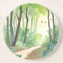 Posavasos Bosque Verde Floreciente | Aquarela de la Naturale
