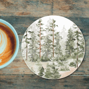 Posavasos Bosque Verde Rústico Acuarela