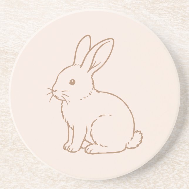 Posavasos Bosquejo de conejo marrón sonrojado (Frente)