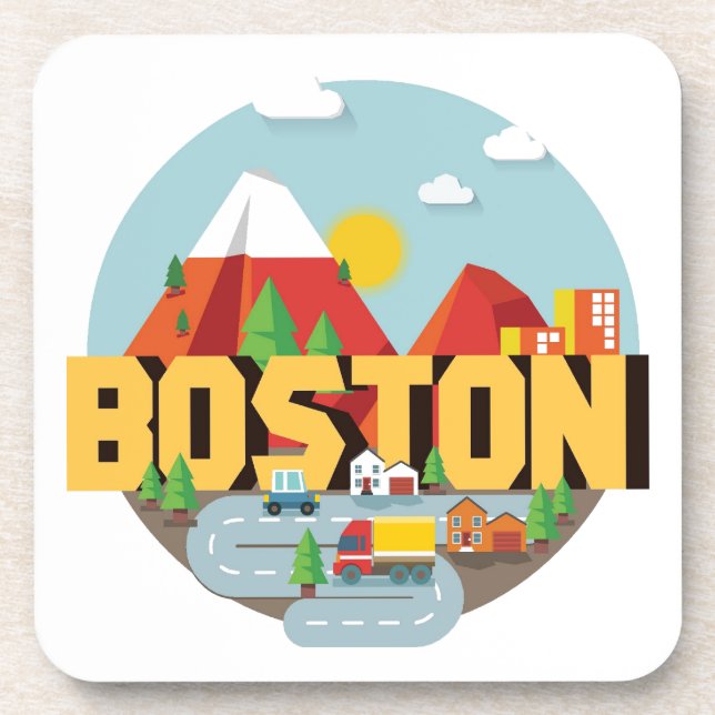 Posavasos Boston como destino (Frente)