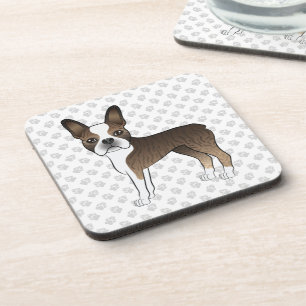 Posavasos Boston Terrier atigrado perro de dibujos animados