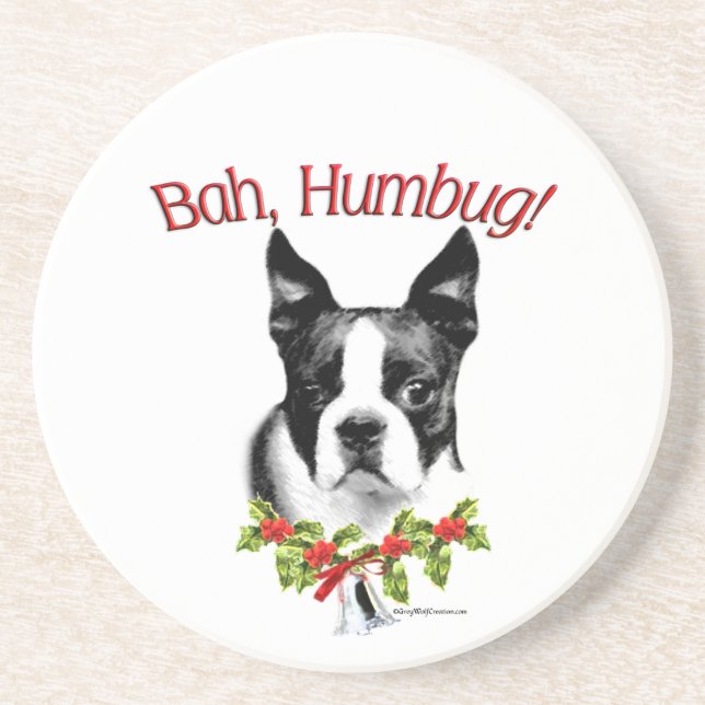 Posavasos Boston Terrier Bah Humbug (Frente)