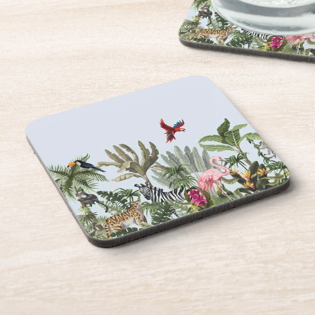 Posavasos Botanical Safari Square Coaster - Selva Tropical (Lado Izquierdo)