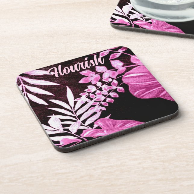 Posavasos Botanical Tropical Leaves Palm Pink Personalized (Lado Izquierdo)
