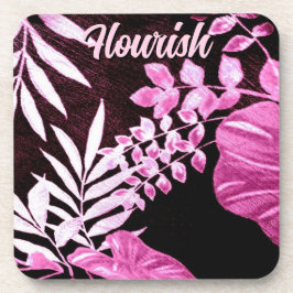Posavasos Botanical Tropical Leaves Palm Pink Personalized