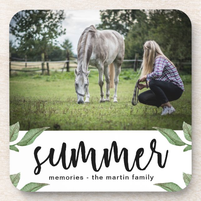 Posavasos Botánico con guión de verano añadir foto y nombre (Frente)