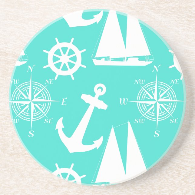 Posavasos Bote costero azul turquesa (Frente)