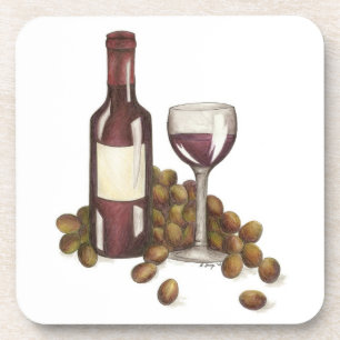 Posavasos Botella de vidrio de vino rojo Merlot Sommelier