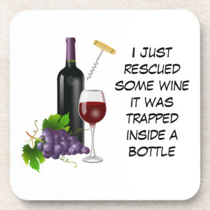 Posavasos Botella de vino y ilustracion de vidrio