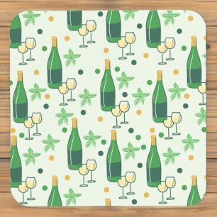Posavasos Botellas de Chardonnay Floral Copas Patrón
