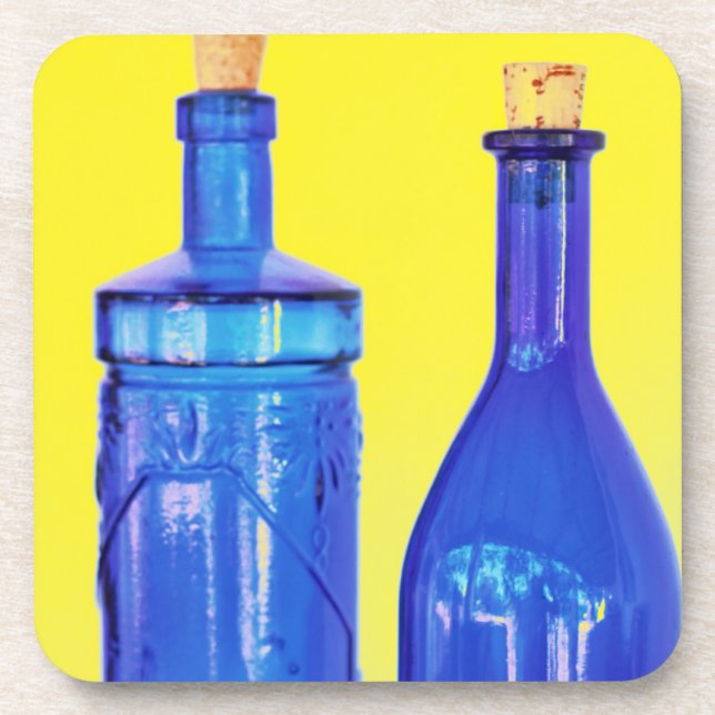 Posavasos Botellas de vidrio azul (Frente)