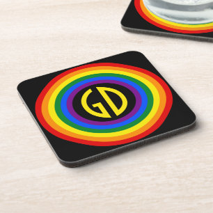 Posavasos BOTÓN DE LA BANDERA DE LLUVIA + su signo o monogra