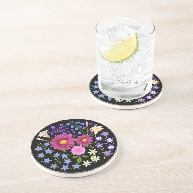 Posavasos Bouquet de flores con escayola Dahlia Black Stone (Lado)