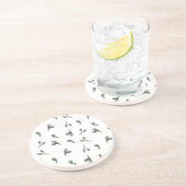 Posavasos Bourgeon de Fleur - Rose et vert - Motif floral