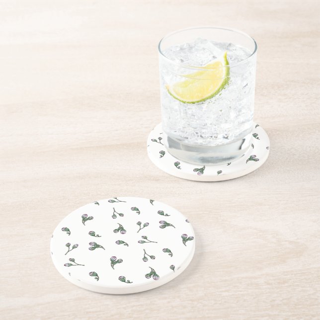 Posavasos Bourgeon de Fleur - Rose et vert - Motif floral (Lado)