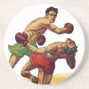 Posavasos Boxeo deportivo de época, boxeadores en lucha