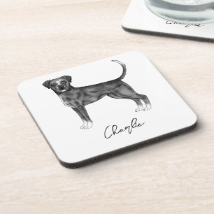 Posavasos Boxer alemán perro en negro y blanco y Personaliza