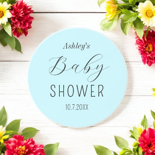 Posavasos Boy Baby Shower Blue Calligraphy