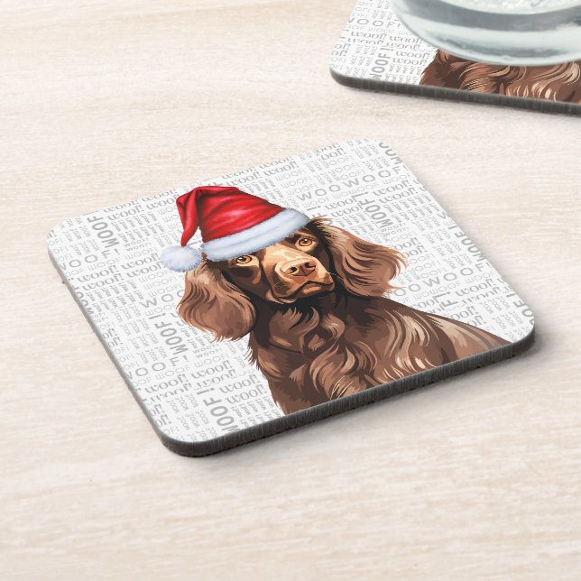 Posavasos Boykin Spaniel Dog Woof Word Art Holiday (Lado Izquierdo)