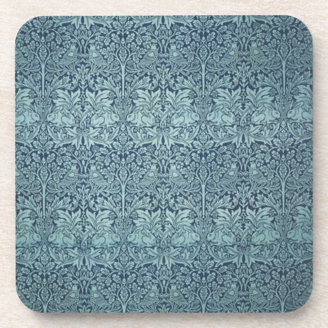 Posavasos Brer Rabbit por William Morris Blue Textile Patter (Frente)
