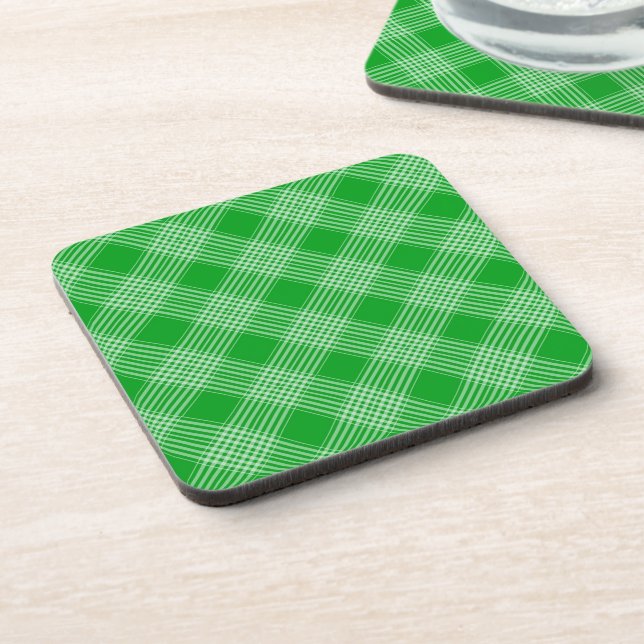 Posavasos Bright Green Plaid Checked Pattern (Lado Izquierdo)