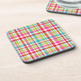 Posavasos Bright Rainbow Plaid Checkered Pattern