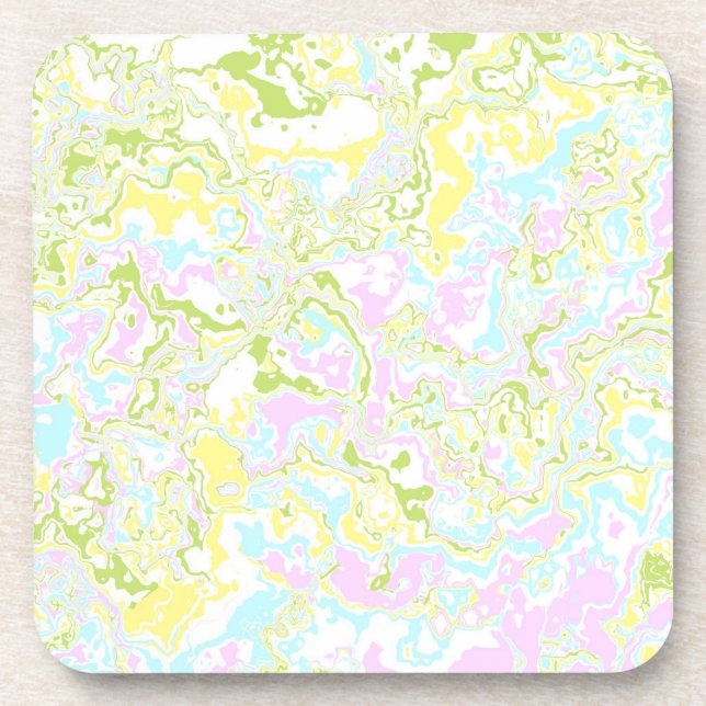 Posavasos Brillante Colorido Pastel Trippy Retro Boho Marble (Frente)