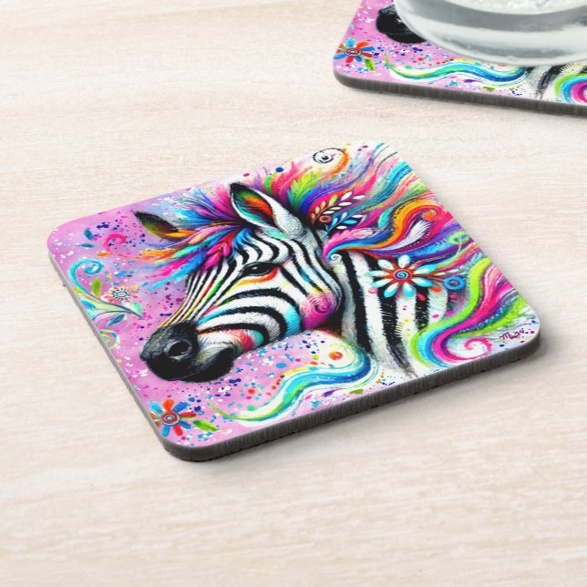 Posavasos Brillante margarita verde Verde azulada de cebra f (Lado Izquierdo)