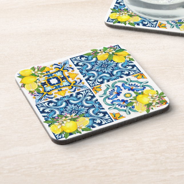 Posavasos Brillante Mediterráneo Sicilia Tiles Citrus Lemons (Lado Izquierdo)