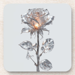 Posavasos 🌹 Brillo de Rosa de Plata para Decoración de Mesa