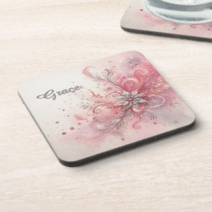 Posavasos Brillo Rosa Destellante Personalizado 