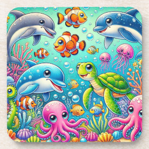 Posavasos Brillo Subacuático Colorido 🌊 Mar Océano Juguetón