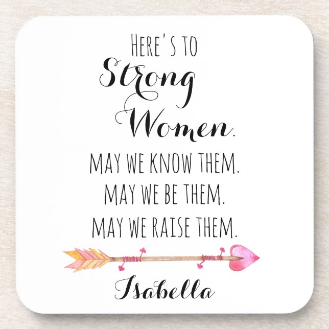 Posavasos Brindis por Mujer Fuerte Flecha Tribal Personaliza (Frente)