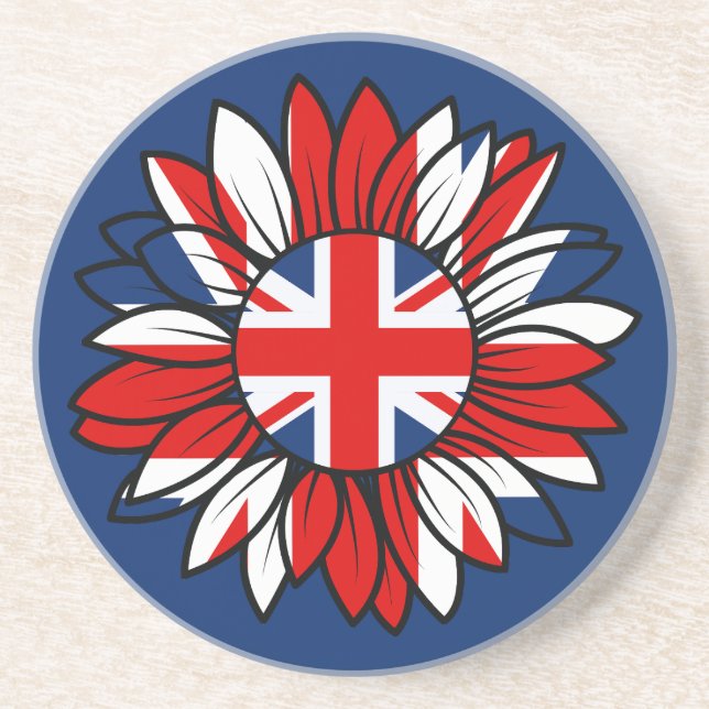 Posavasos British Flag Sunflower Design Coaster  (Frente)