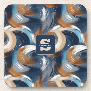 Posavasos Brochas de broche de malla en azul, blanco y marró